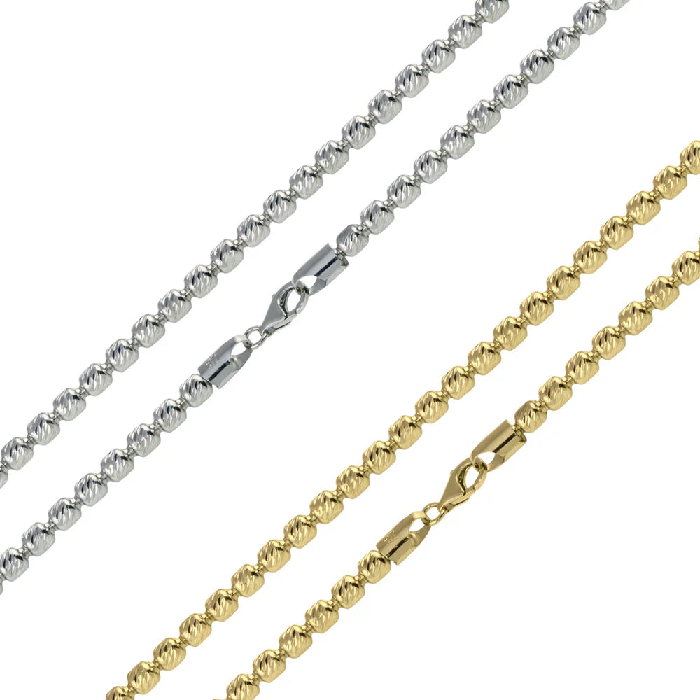 14KGPL 5mm 925 Sterling Silver Barrel Slash Chain